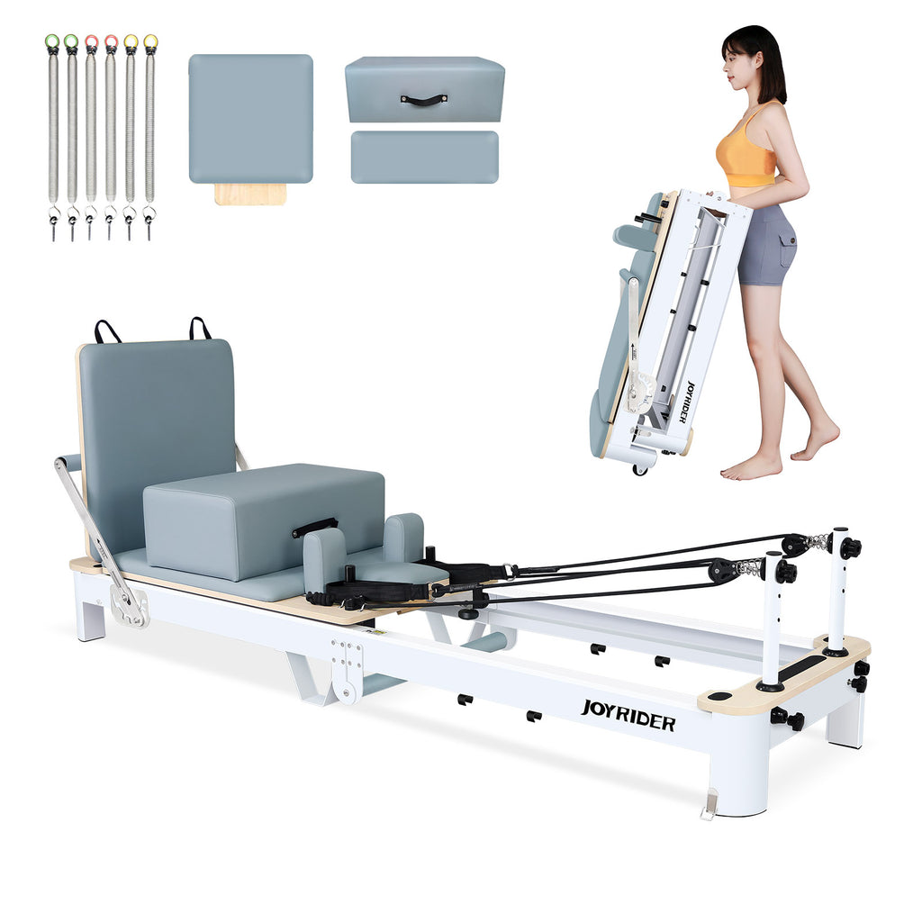 Joyrider Foldable Pilates Reformer Machine – Home Studio Aluminum Frame with German Piano Wire Springs & Jump Board, 480 lbs Capacity