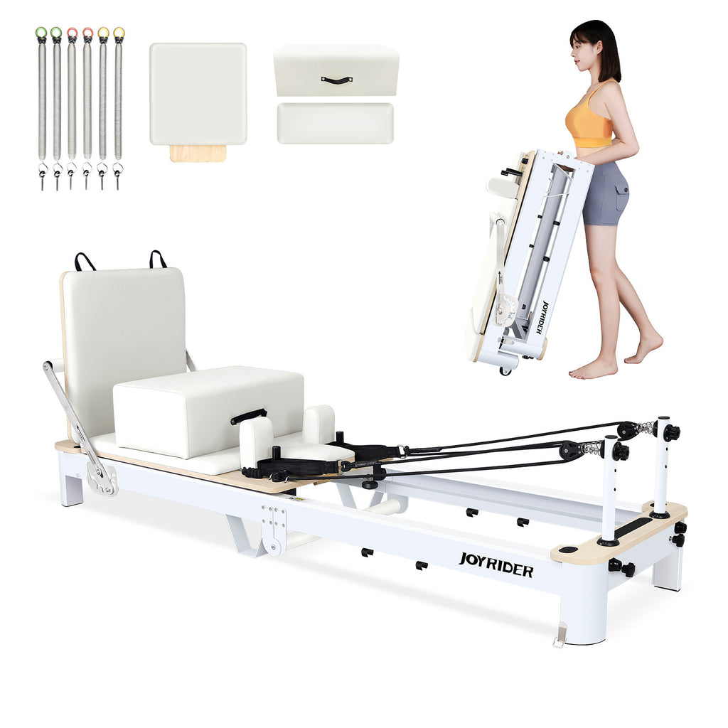 Joyrider Foldable Pilates Reformer Machine – Home Studio Aluminum Frame with German Piano Wire Springs & Jump Board, 480 lbs Capacity