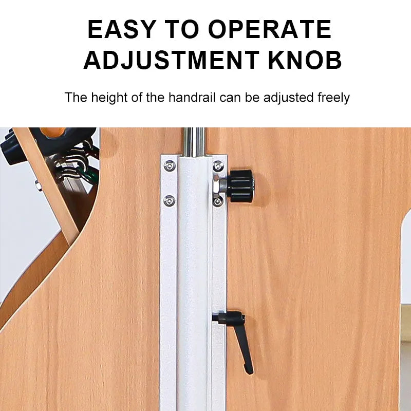 Close-up of the W80 Wunda chair's easy-adjust handrail height knob