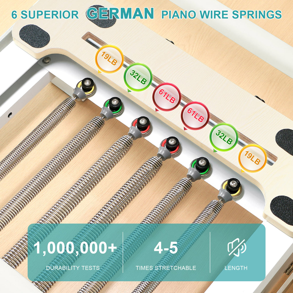 Joyrider Foldable Pilates Reformer Machine – Home Studio Aluminum Frame with German Piano Wire Springs & Jump Board, 480 lbs Capacity