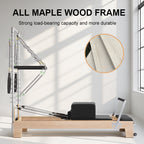Joyrider B92 Pilates Reformer with Half Tower black Wooden reformer exercise machine with maple wood frame and load-bearing capacity and more durble