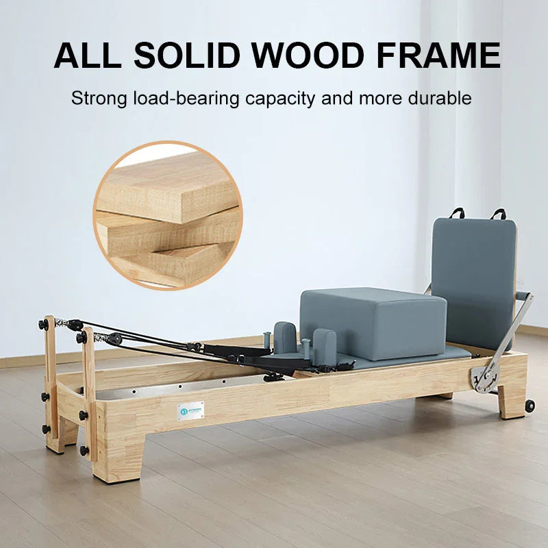 Joyrider Pilates Reformer all solid wood frame, strong load-bearing capacity and more durable