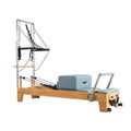 Joyrider Pilates Reformer with Half Tower - Wood Frame Reformer Machine with Cat Scratch Fabric | Joyrider B80 BLUE