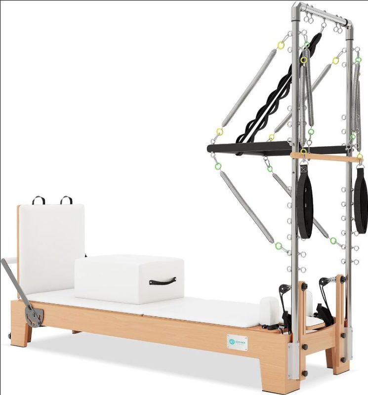 Joyrider Pilates Reformer with Half Tower Semi-elevated core bed Pilates reformer machine White