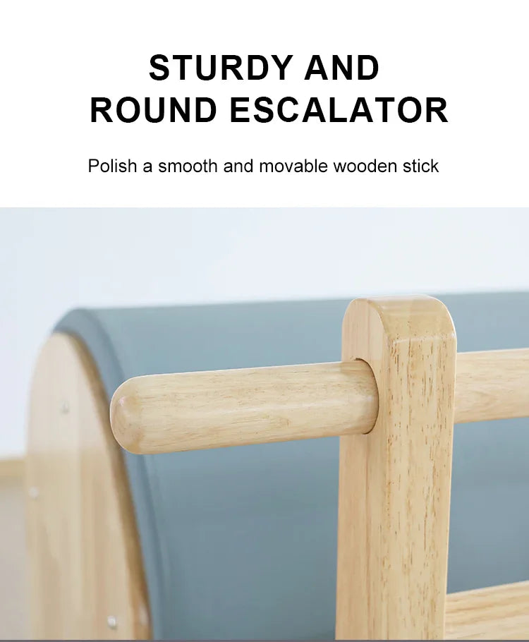 Joyrider Pilates rudder barrel with a smooth and movable wooden stick. Sturdy and Round Escalator.