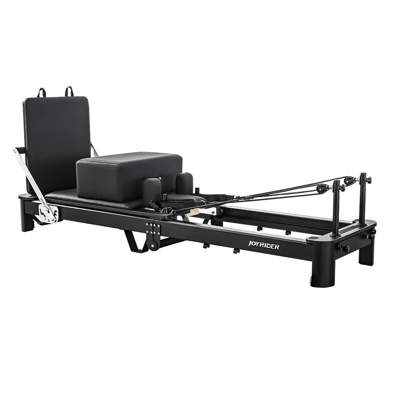 Joyrider foldable pilates reformer with aluminum frame and jump board