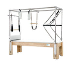 Pilates reformer machine with various attachments white
