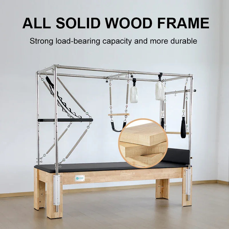 Pilates Reformer Cadillac Combo- all solid wood frame- strong load-bearing capacity and more durable