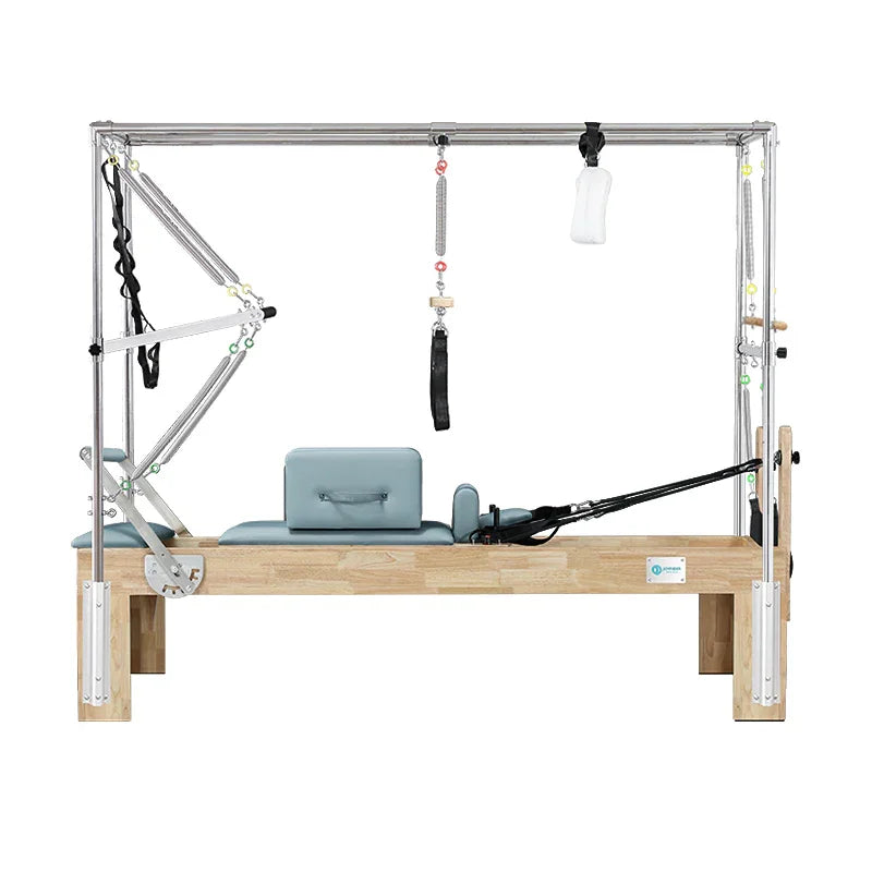 Pilates Reformer Cadillac Combo - 2-in-1 Reformer Machine with Jump Board & Tower | Joyrider E60 Gray