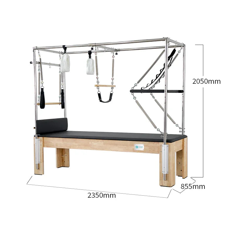 Pilates Reformer Cadillac Combo K60 for studio 2050 mm height, 235 mma long and 855 mm  weight.
