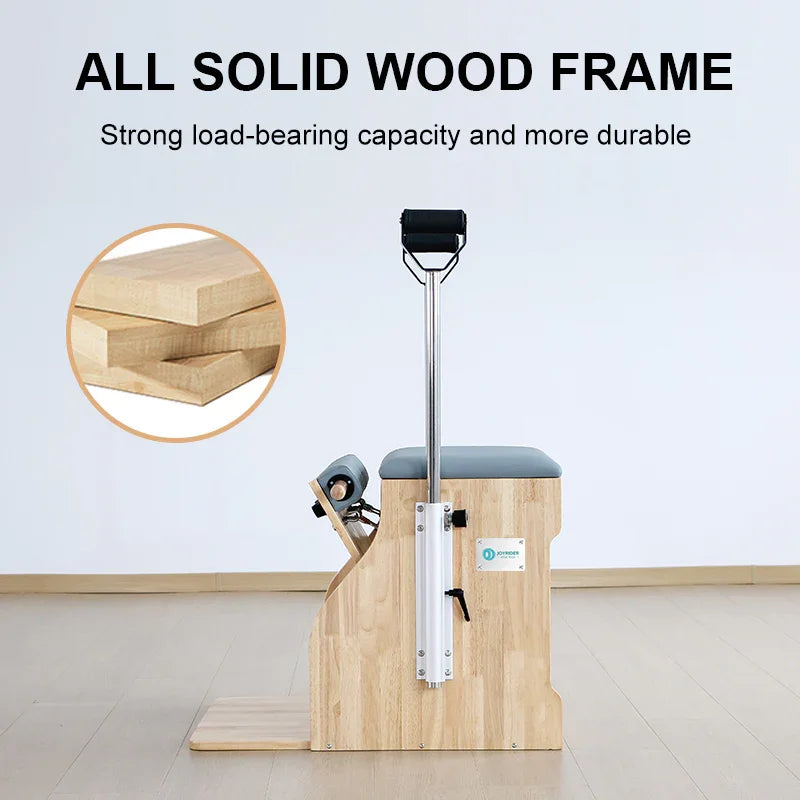 Pilates Wunda Chair - Split Pedal Stability Chair with Handles | W60 Professional Wooden exercise machine with a focus on the solid wood frame
